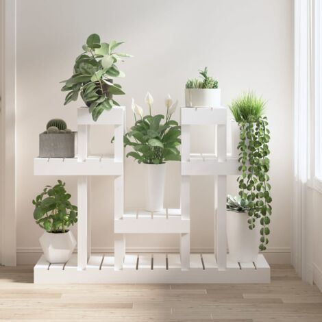 vidaXL Plant Stand White 104,5x25x77,5 cm Solid Wood Pine