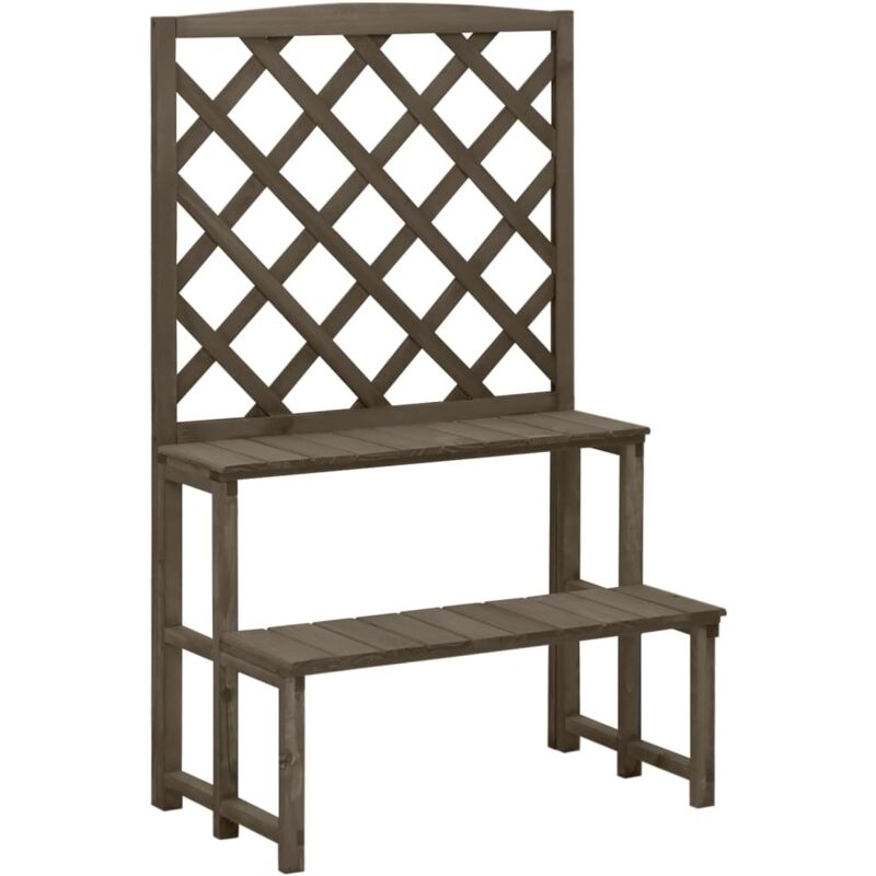Vidaxl - Plant Stand With Trellis Grey 70x42x115 Cm Solid Fir Wood