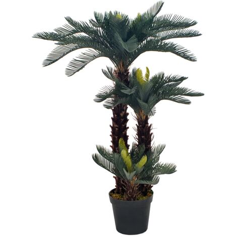 vidaXL Planta artificial palmera cica con macetero 90 cm verde - Verde