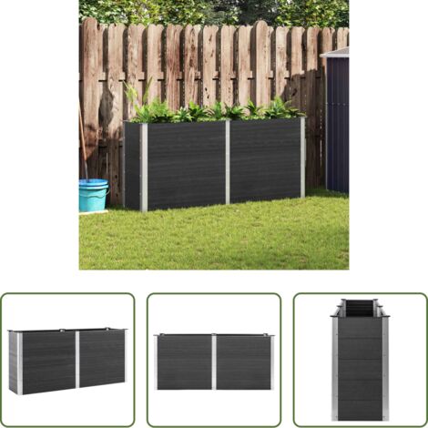 vidaXL Plantas -  Arriate elevado de jardín WPC gris 200x50x91 cm