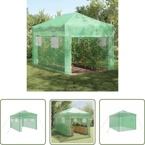 vidaXL Plantas -  Invernadero con marco pop-up Verde 290 x 430 x 315 cm Hierro