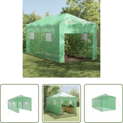 vidaXL Plantas -  Invernadero con marco pop-up Verde 290 x 580 x 315 cm Hierro