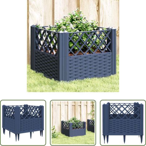 vidaXL Plantas -  Jardinera con clavijas PP azul gris 43,5x43,5x43,5 cm