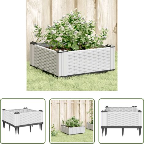 vidaXL Plantas -  Jardinera con clavijas PP blanco 42,5x42,5x28,5 cm