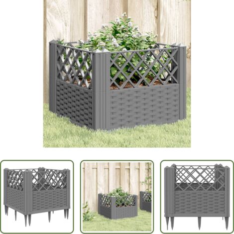 vidaXL Plantas -  Jardinera con clavijas PP gris claro 43,5x43,5x43,5 cm