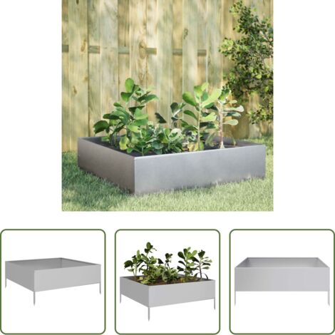 vidaXL Plantas -  Jardinera de acero galvanizado 100x100x25 cm