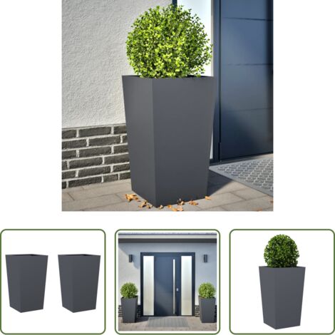 vidaXL Plantas -  Jardineras 2 uds acero gris antracita 45x45x75 cm