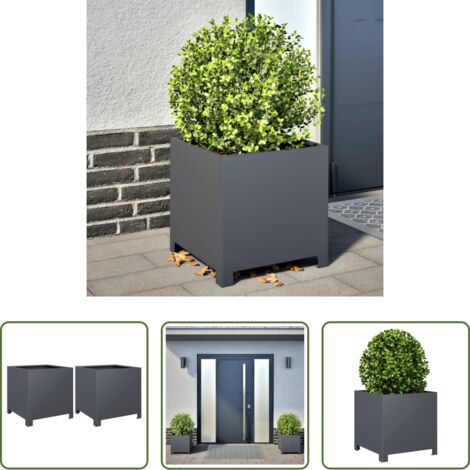 vidaXL Plantas -  Jardineras 2 unidades acero gris antracita 40x40x40 cm