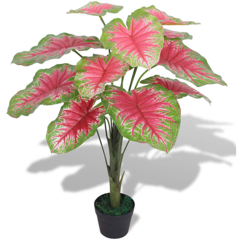 Plante artificielle avec pot Caladium 85 cm Vert et Rouge vidaXL