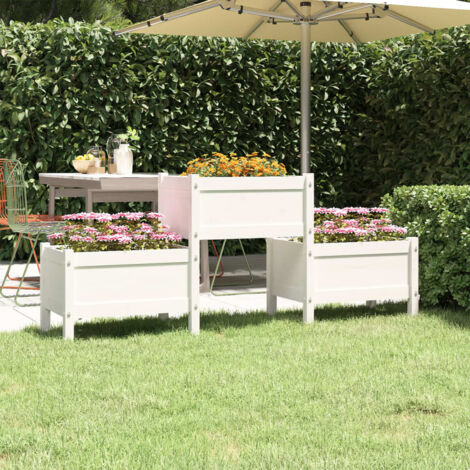 vidaXL Planter White 178,5x44x75 cm Solid Wood Pine