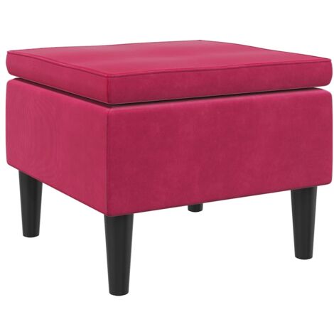 vidaXL Poggiapiedi con Gambe in Legno Rosso Vino in Velluto