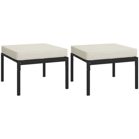 vidaXL Poggiapiedi Giardino con Cuscini Sabbia 2pz 60x60x35 cm Acciaio