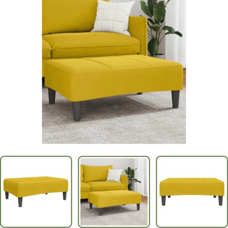 vidaXL Poggiapiedi in compensato -  Poggiapiedi Giallo 77x55x31 cm in Velluto