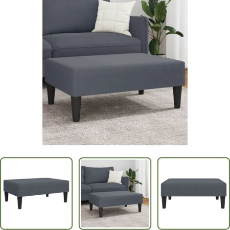 vidaXL Poggiapiedi in compensato -  Poggiapiedi Grigio Scuro 77x55x31 cm in Velluto
