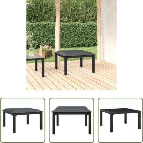 vidaXL Poggiapiedi in rattan -  Poggiapiedi da Giardino con Cuscino in Polyrattan Nero e Grigio