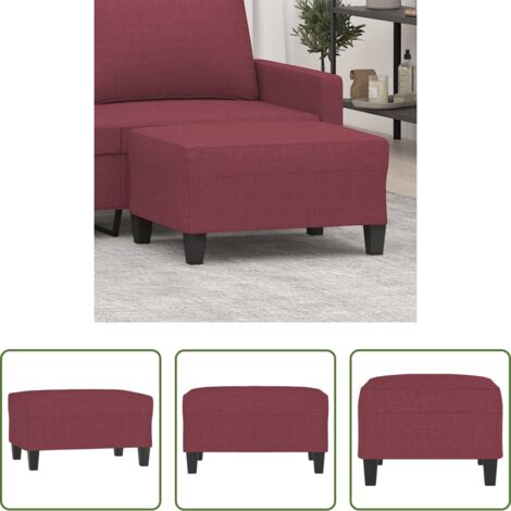 vidaXL Poggiapiedi per divano -  Poggiapiedi Rosso Vino 70x55x41 cm in Tessuto