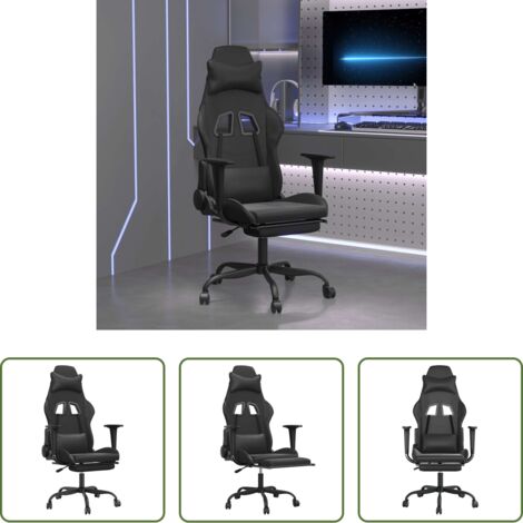 vidaXL Poggiapiedi -  Sedia da Gaming con Massaggio e Poggiapiedi Nera in Similpelle