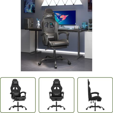 vidaXL Poggiapiedi -  Sedia da Gaming Girevole Poggiapiedi Nero in Similpelle