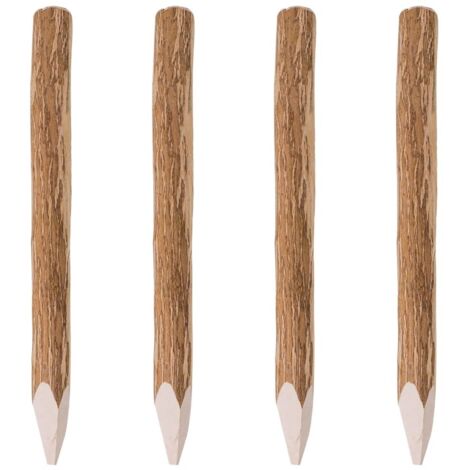 vidaXL Pointed Fence Posts 4 pcs Hazel Wood 90 cm