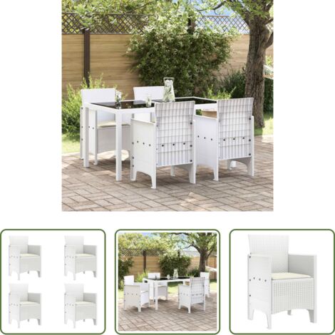 vidaXL Polipropileno - Silla de Jardín con cojín 4 pcs 53 x 49 x 85 cm Polipropileno