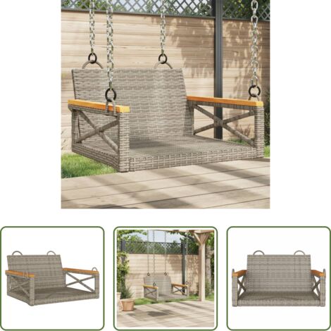 vidaXL Polirattan - Panchina a Dondolo Grigia 63x62x40 cm in Polyrattan