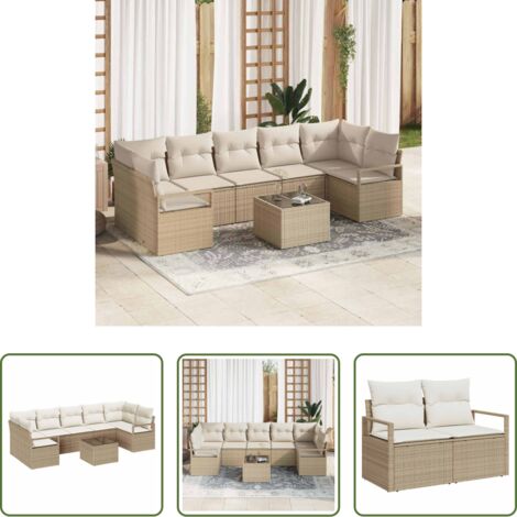 vidaXL Polirattan -  Set di divani 8 pcs Beige e Crema polyrattan
