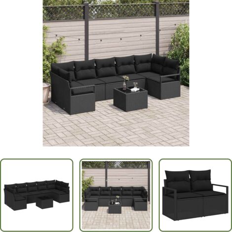 vidaXL Polirattan -  Set di divani 8 pcs Nero polyrattan
