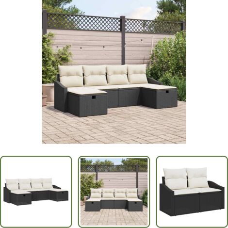 vidaXL Polirattan -  Set di divani con cuscino 6 pcs polyrattan
