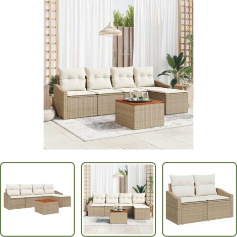 vidaXL Polirattano -  Set Divano da Giardino 6 pcs Beige e Crema polyrattan