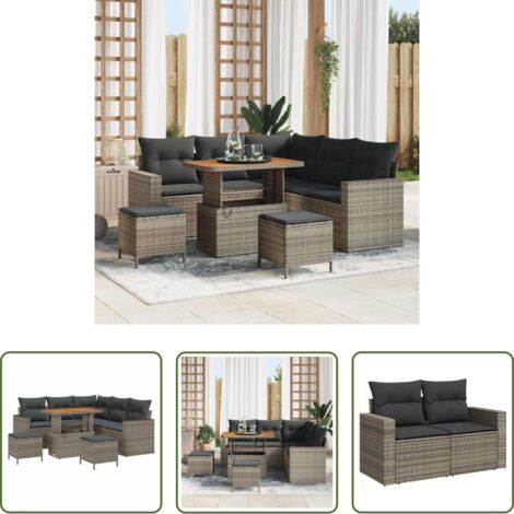 vidaXL Polirattano -  Set Divano da Giardino 8 pcs Grigio polyrattan