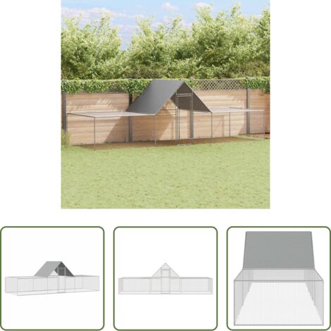 vidaXL Pollaio con tetto impermeabile -  Pollaio 6x2x2 m in Acciaio Zincato