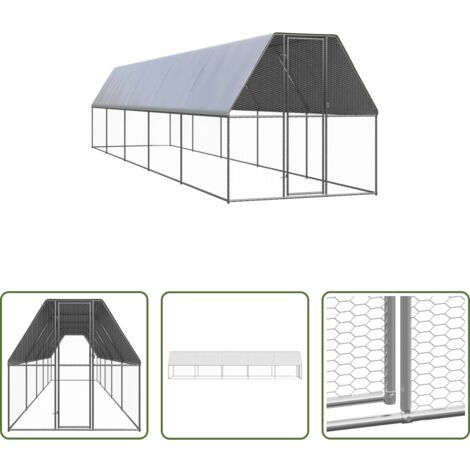 vidaXL Pollaio da esterno -  Gabbia per Polli da Esterno 2x10x2 m in Acciaio Zincato