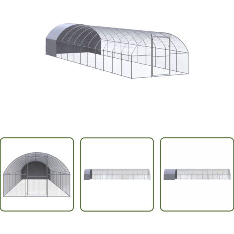vidaXL Pollaio in acciaio zincato -  Gabbia per Polli da Esterno 3x12x2 m in Acciaio Zincato