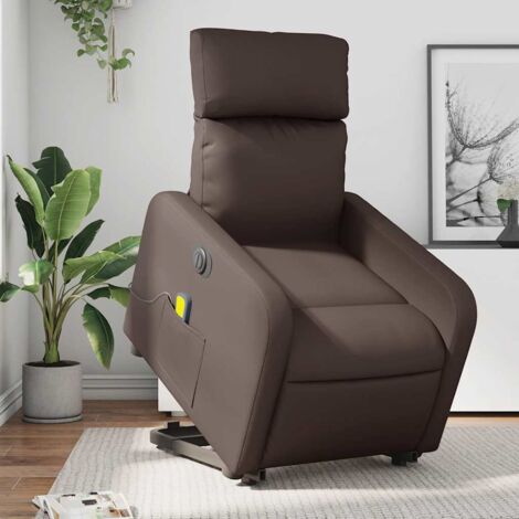 vidaXL Poltrona Alzapersona Elettrica Reclinabile Marrone Similpelle