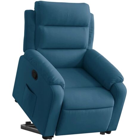 vidaXL Poltrona Alzapersona Reclinabile Blu in Velluto