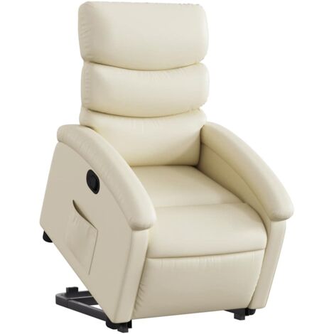 vidaXL Poltrona Alzapersona Reclinabile Crema in Similpelle
