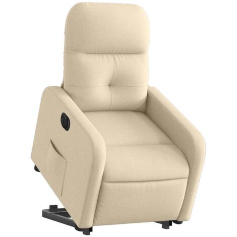 vidaXL Poltrona Alzapersona Reclinabile Elettrica Crema in Tessuto
