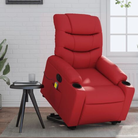vidaXL Poltrona Alzapersona Reclinabile Elettrica Rossa in Similpelle