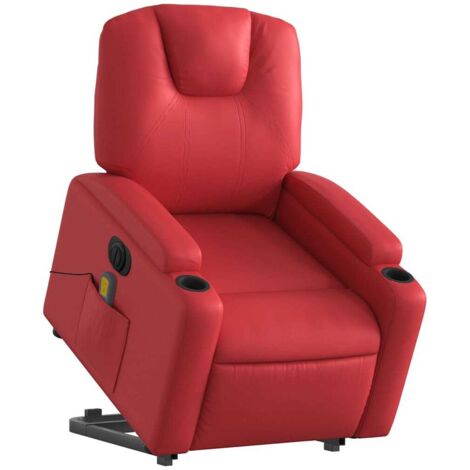 vidaXL Poltrona Alzapersona Reclinabile Elettrica Rossa in Similpelle