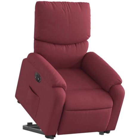 vidaXL Poltrona Alzapersona Reclinabile Elettrica Rosso Vino Tessuto