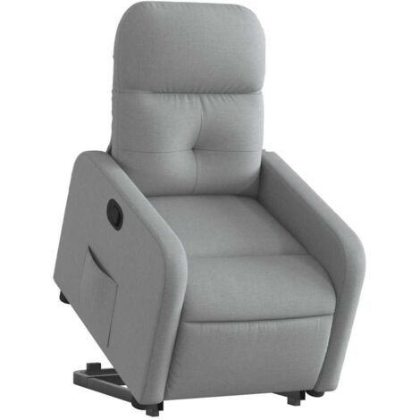 vidaXL Poltrona Alzapersona Reclinabile Grigio Chiaro in Tessuto