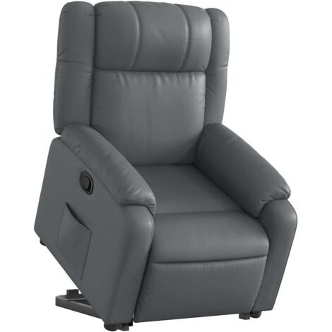 vidaXL Poltrona Alzapersona Reclinabile Grigio in Similpelle