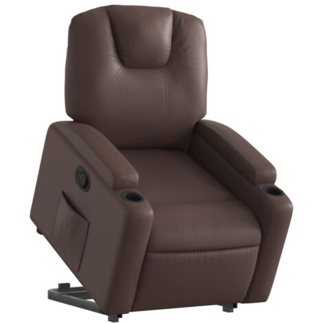 vidaXL Poltrona Alzapersona Reclinabile Marrone in Similpelle