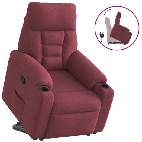 vidaXL Poltrona Alzapersona Reclinabile Rosso Vino in Tessuto