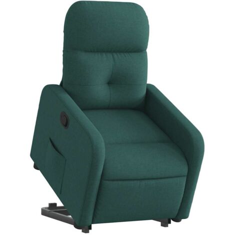 vidaXL Poltrona Alzapersona Reclinabile Verde Scuro in Tessuto