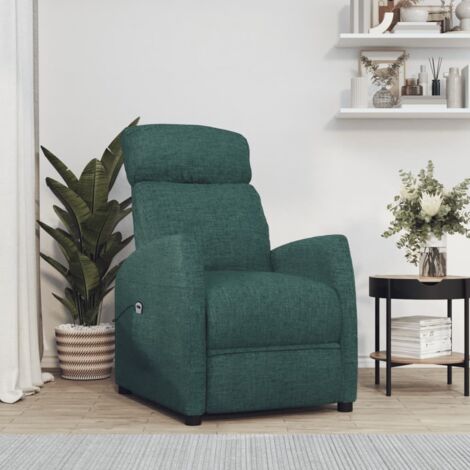 vidaXL Poltrona Alzapersona Verde Scuro Tessuto