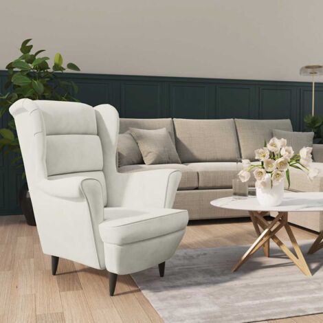 vidaXL Poltrona Bianco Crema in Velluto