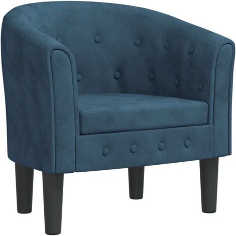 vidaXL Poltrona Cabriolet Blu Scuro in Velluto