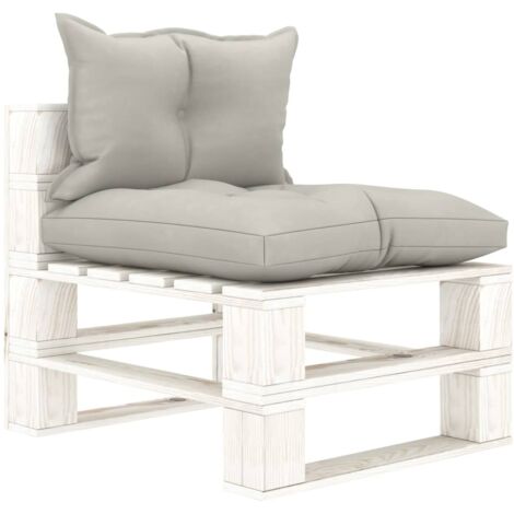 vidaXL Poltrona Centrale da Giardino Pallet con Cuscini Tortora Legno
