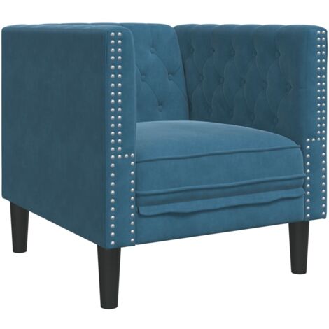 vidaXL Poltrona Chesterfield Blu in Velluto